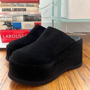 Free People 90s Black Suede Platform Shoes